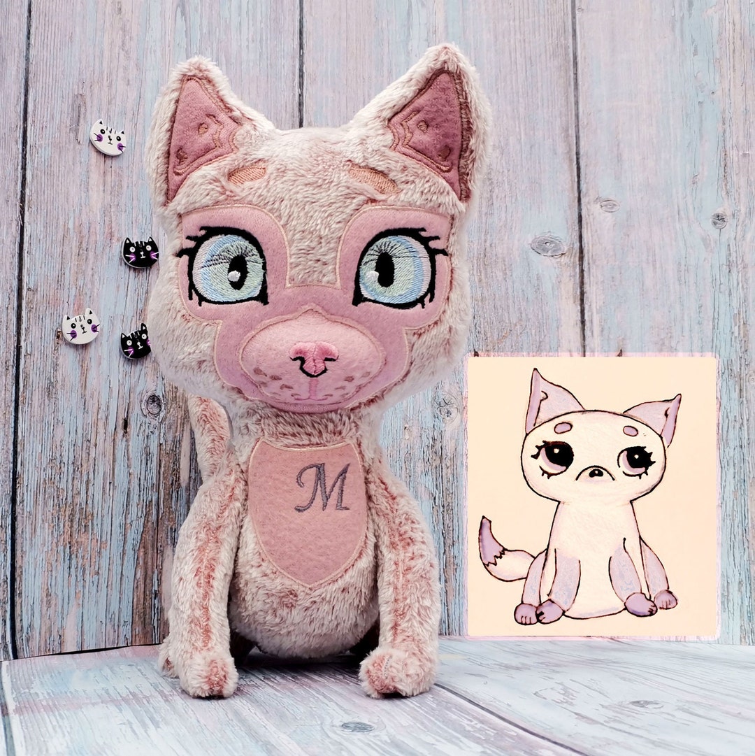 Kids Drawings Into Plush Custom Plush Cat Personalized Cat Etsy