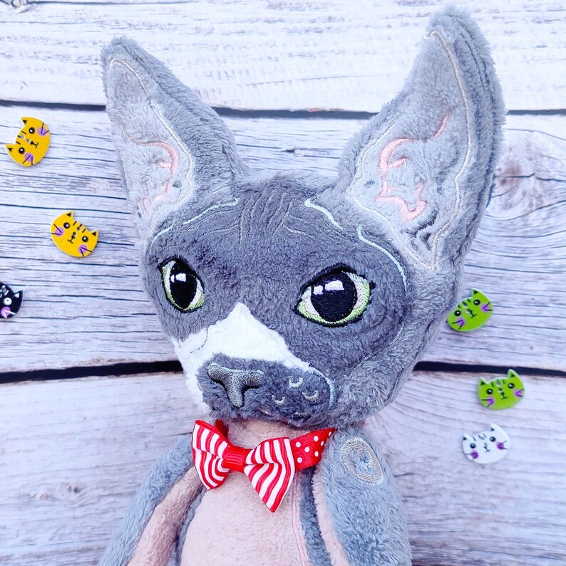 Chat Sphynx Peluche, Chat sans poils, Kawaii Sphynx, Poupée Chat Sphynx, Cadeau amoureux des chats, Cadeau de sympathie pour animaux de compagnie image 2