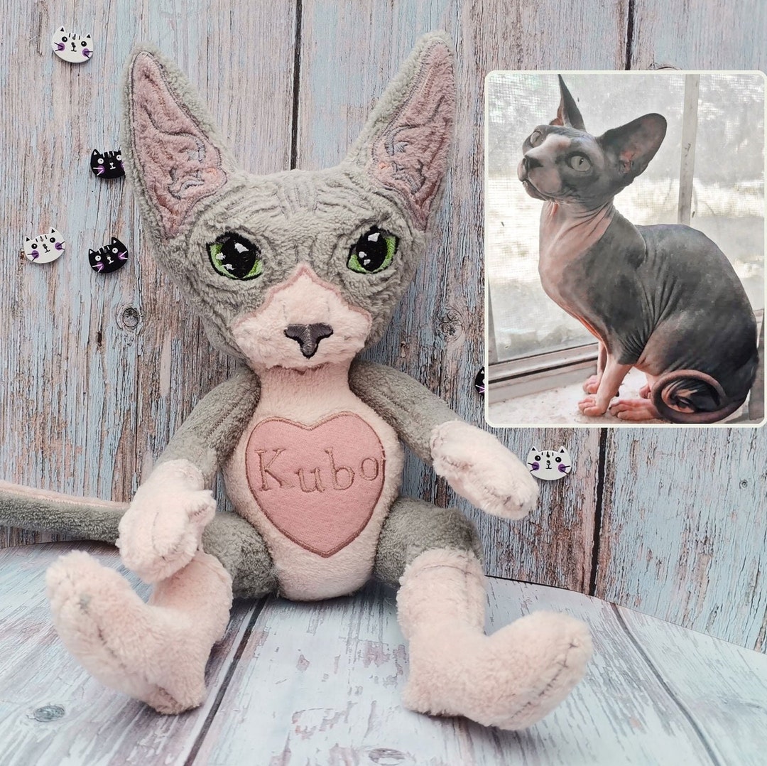 Sphynx Cat Plush Hairless Cat Stuffed Animal Plush Toy Based Etsy