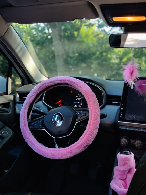 Pink Car Accessories for Women Steering Wheel Cover Gear Ornament and Car  Mirror Hanging for Interior Accessories - .de