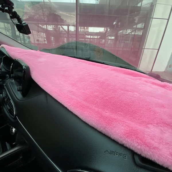 Plush Car Dash Cover Mat, Pink Dashboard Carpet, Sunproof Dash Mat, Cute Car Accessories for Women, Plush Dashboard Mat, Pink Sun Cover Mat