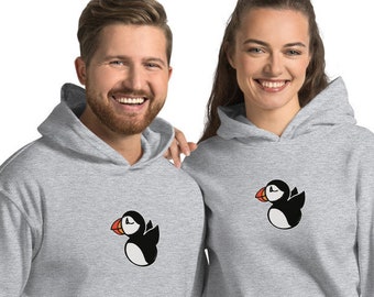 Puffin sketch Unisex Hoodie - Iceland souvenir with atlantic Puffin - Comfortable Apparel from Iceland with hand-drawn Puffin