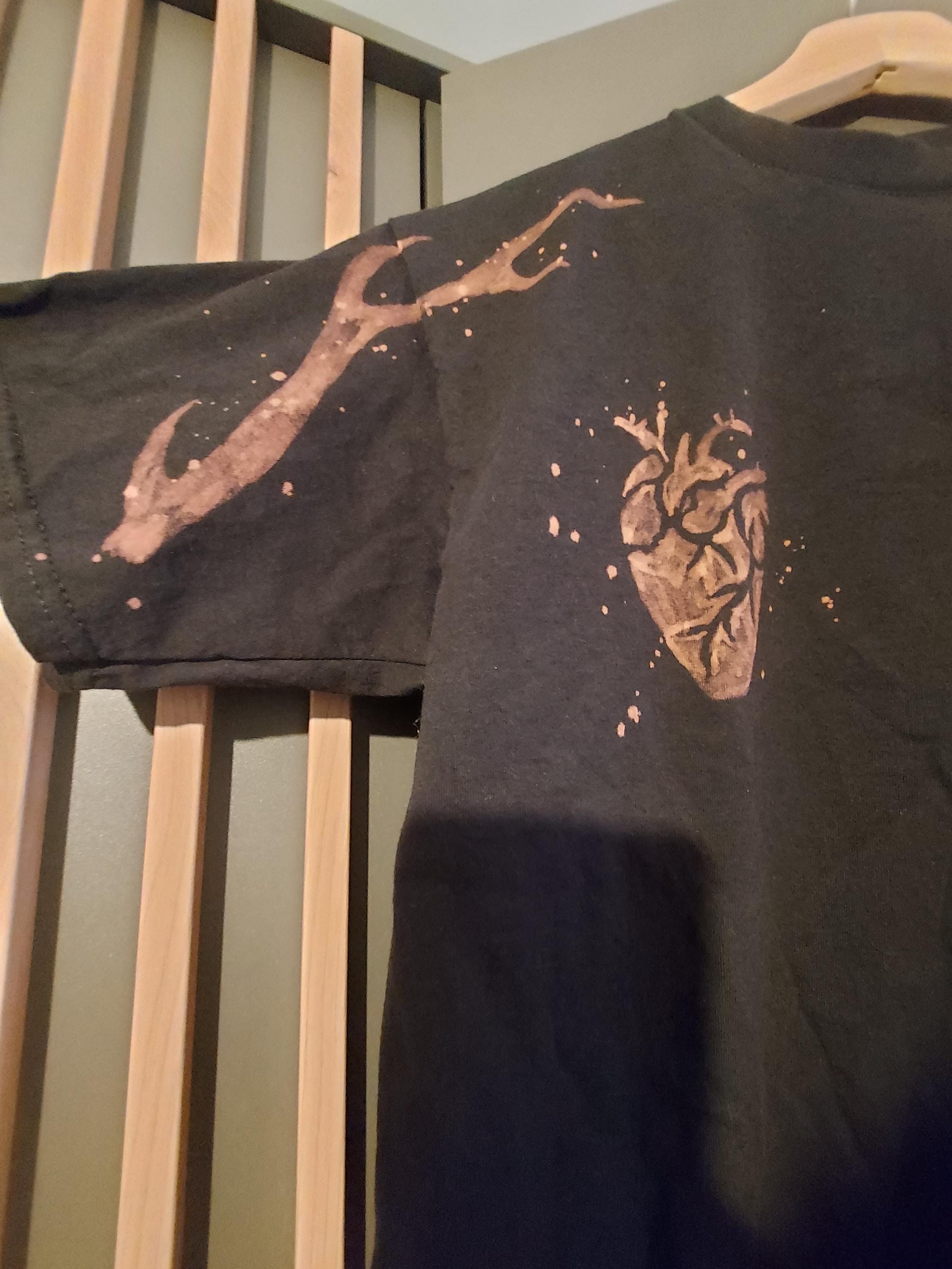 Black Print Bleached T-Shirt