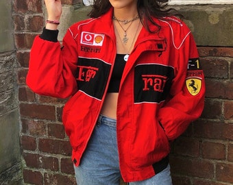 Racing Jacket Vintage , Nascar Bomber Jacket , F1 Ferrari Streetwear Jacket