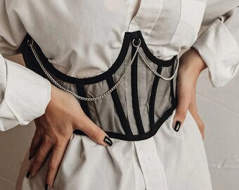 Ribbed corset underbust waist belt Clearance