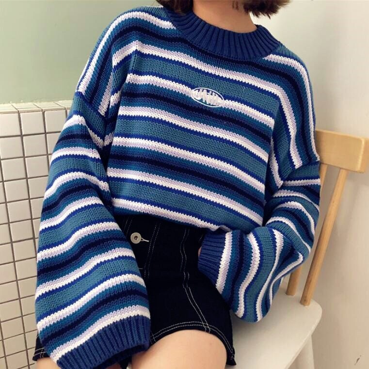Vintage E-girl Sweater Harajuku Striped 