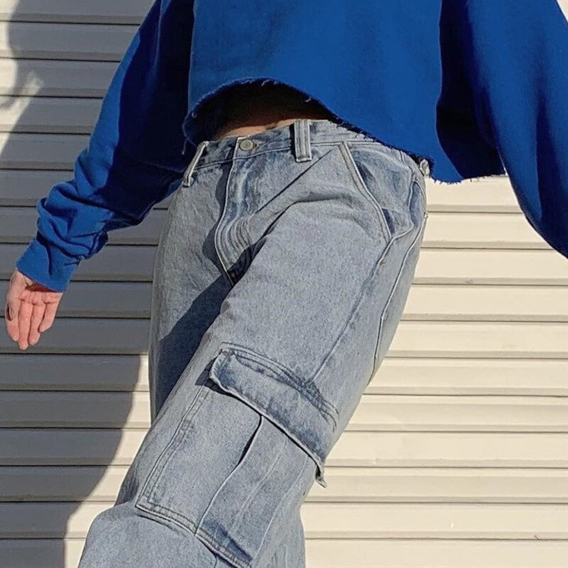 Baggy Jeans Cargo Y2K Pants / High Waisted Denim Jeans / Y2K Etsy