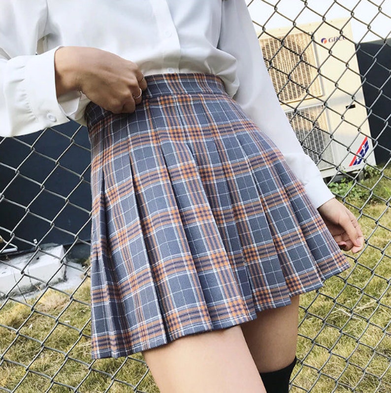 Pink Korean Plaid Skirt Pleat High Waisted School Girl Skirt | Etsy