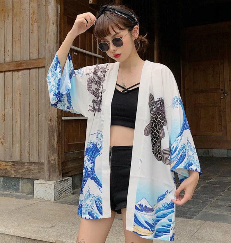 The Great Wave off Kanagawa Kimono Kimono Jacket Kimono | Etsy