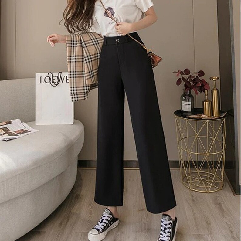 Vintage Wide Leg Linen Trousers / Black Silk High Waist Pants Etsy