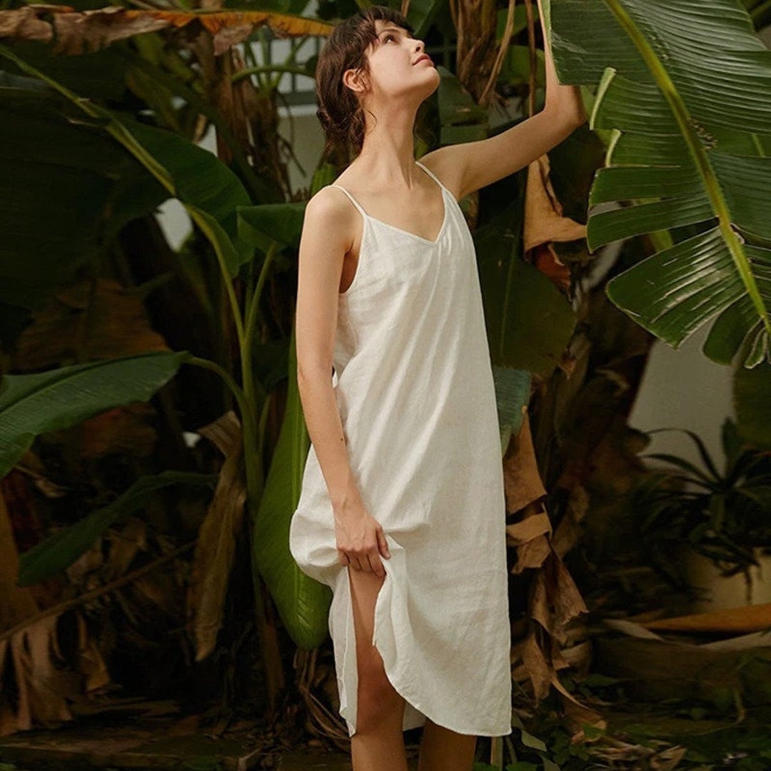 White Linen Dress Summer Linen Clothing Soft Cotton Linen - Etsy