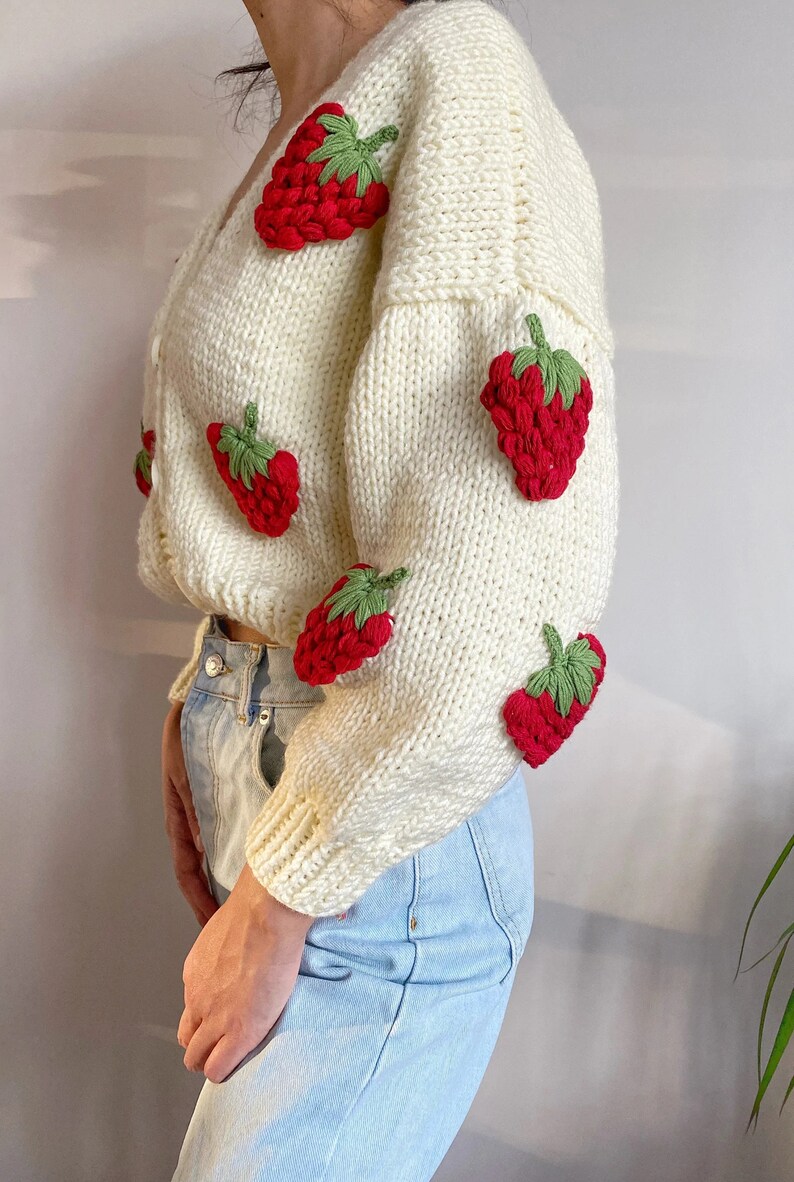 Crochet Strawberry Cardigan Chunky Soft Women Sweater - Etsy