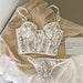 Bridal Lingerie - Floral Lace Cottagecore Lingerie Set , Cottage Core Bustier Bra Brallete 