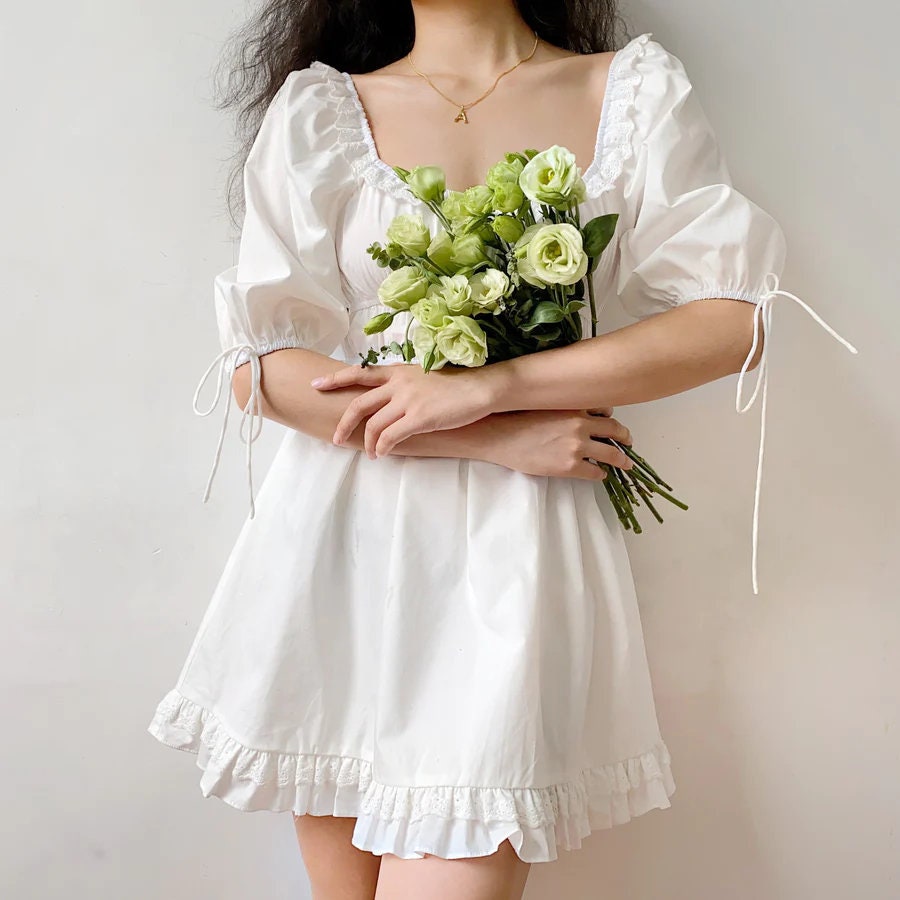 Milkmaid Dress Cottagecore White Y2K Aesthetic Summer Dress - Etsy