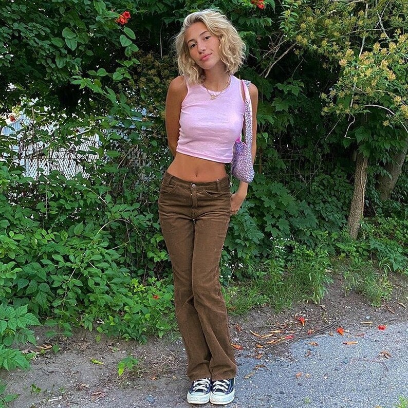 Corduroy Broek Y2K Broek / Vintage High 