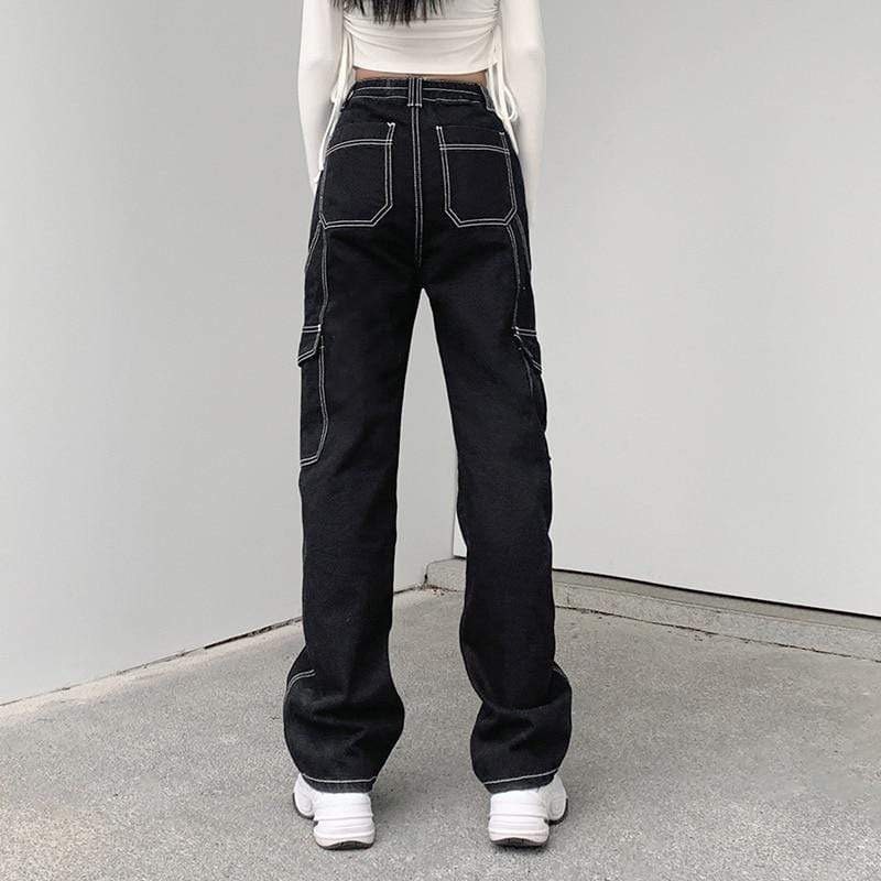 Cargo Pants Women Baggy High Waisted Black Gothic E Girl - Etsy Canada