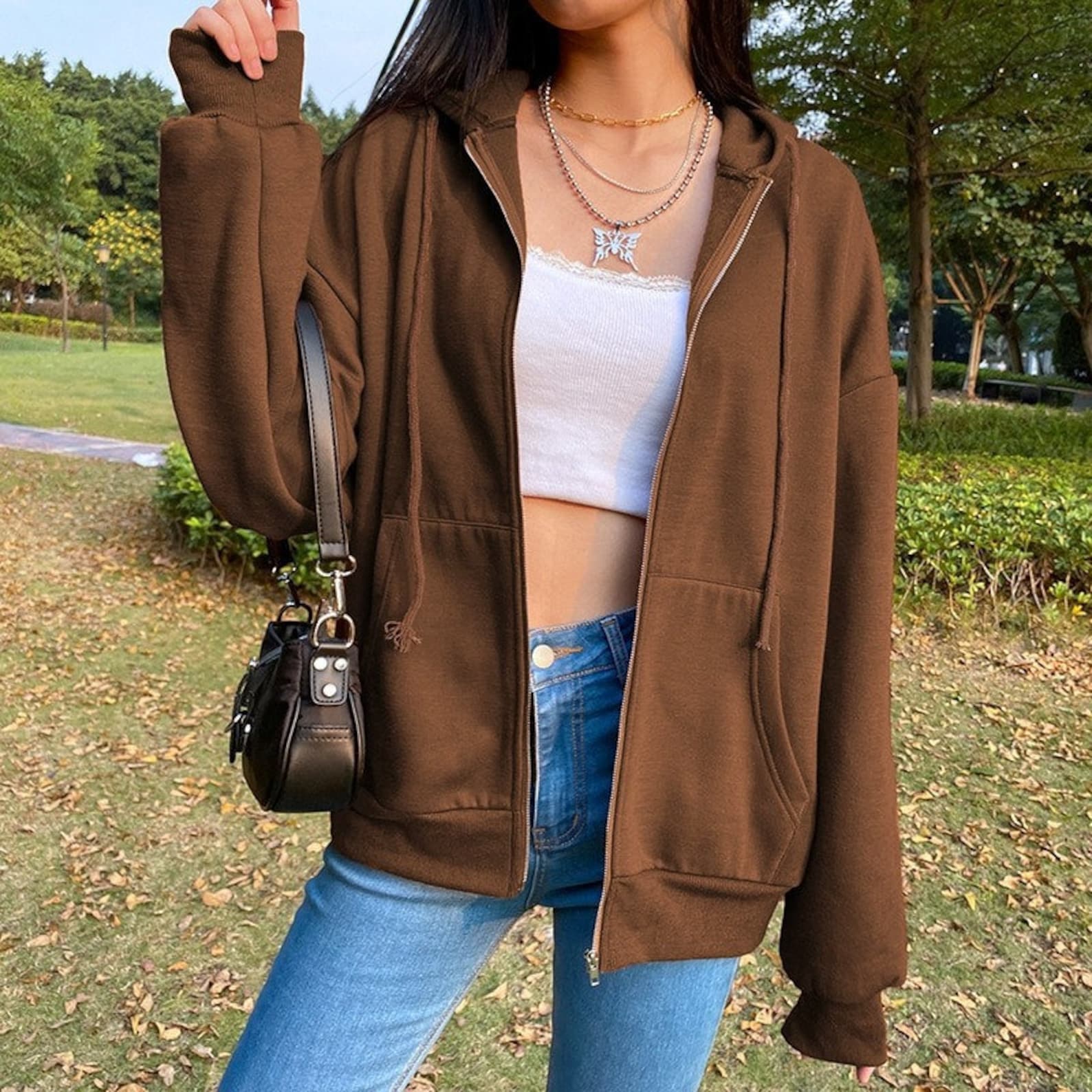 Brown Hoodie Sweashirt Vintage Y2K Indie Oversized Sweater  Etsy