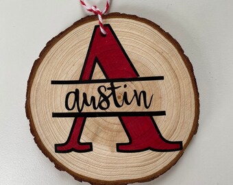 Personalized Christmas Tree Wood Slice Ornament