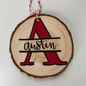 Personalized Christmas Tree Wood Slice Ornament