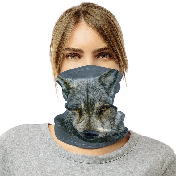 Warrior Wolf Face Neck Gaiter Face Mask Warrior Wolf Bandana Etsy