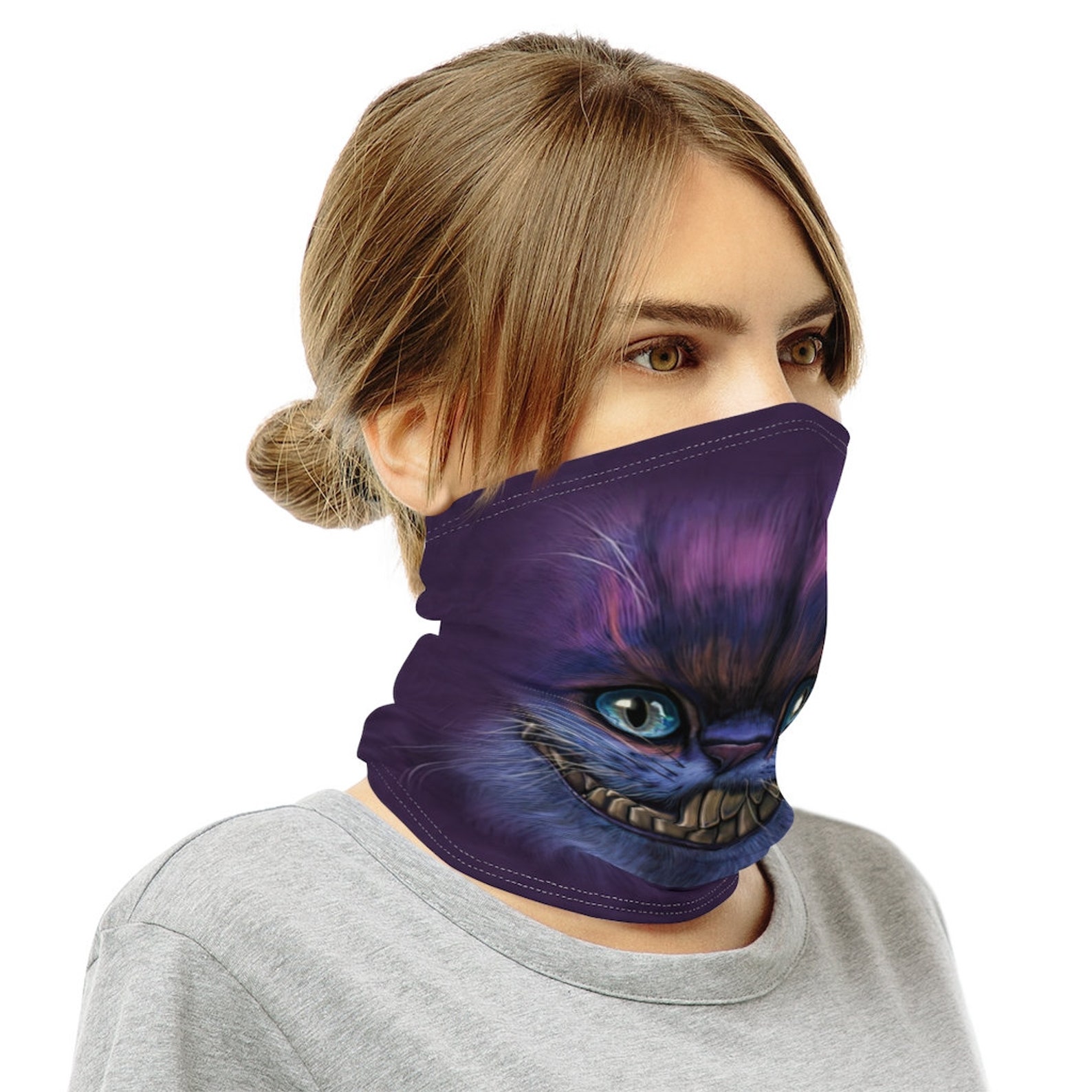 Cheshire Cat Face Neck Gaiter Face Mask Cheshire Cat Bandana Etsy