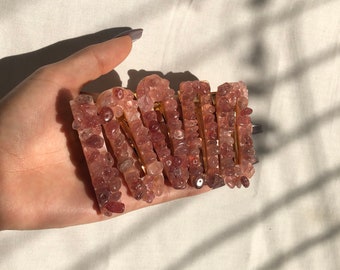 strawberry quartz chip hair piece. hair clip