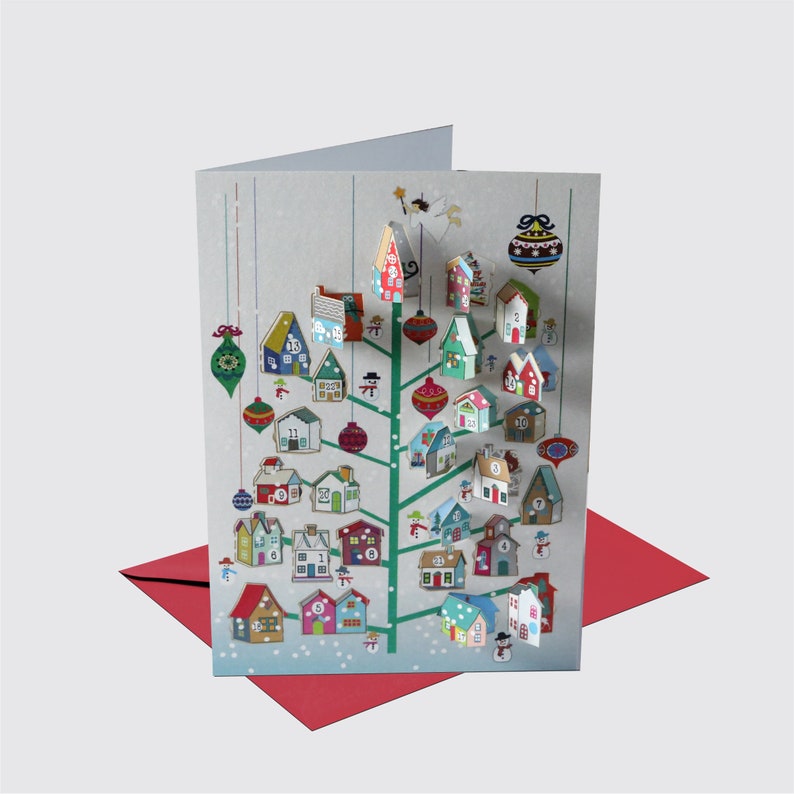 Advent Calendar Card Made in the UK Green Tree With Etsy