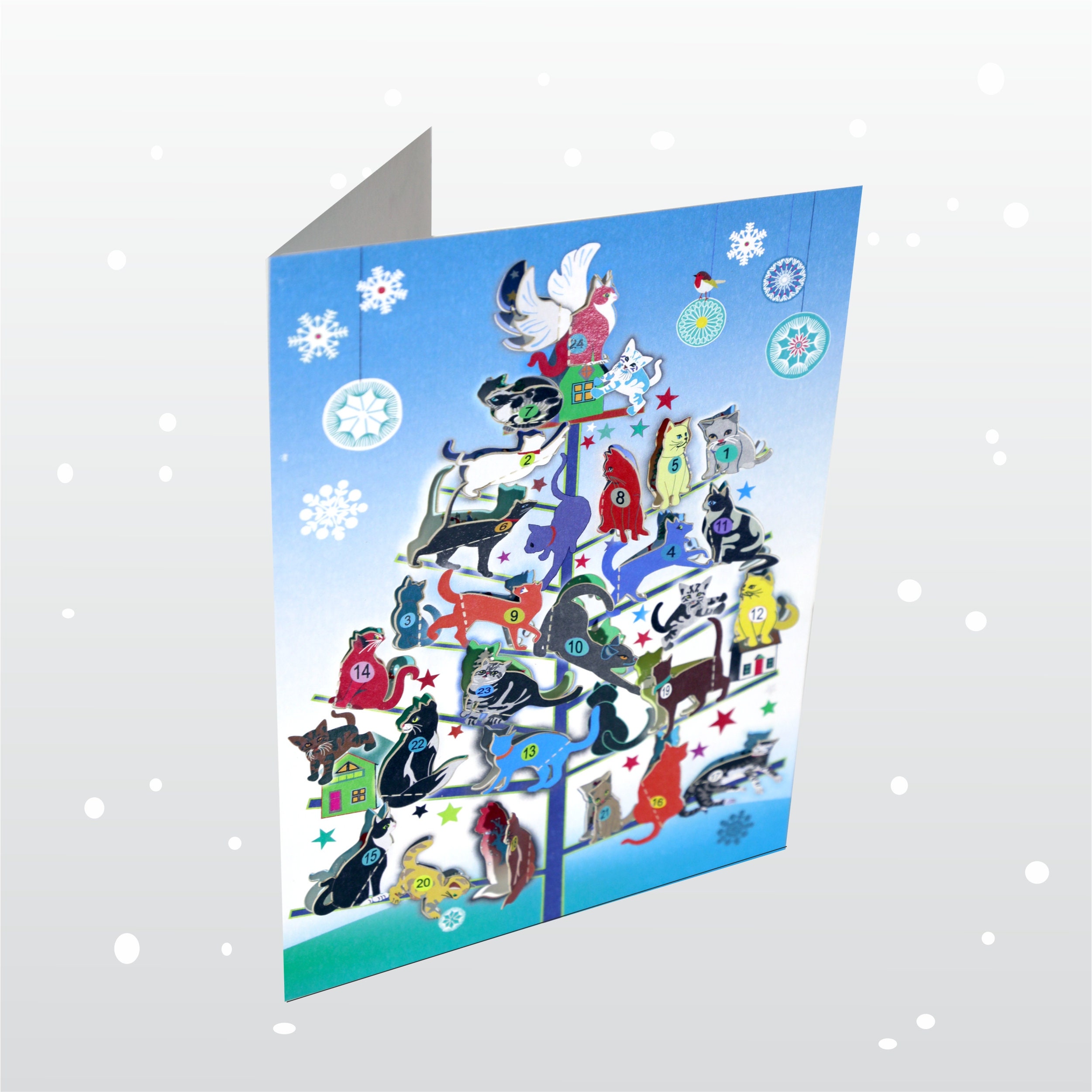 Advent Calendar Card Made in the UK Cats tree houses Etsy