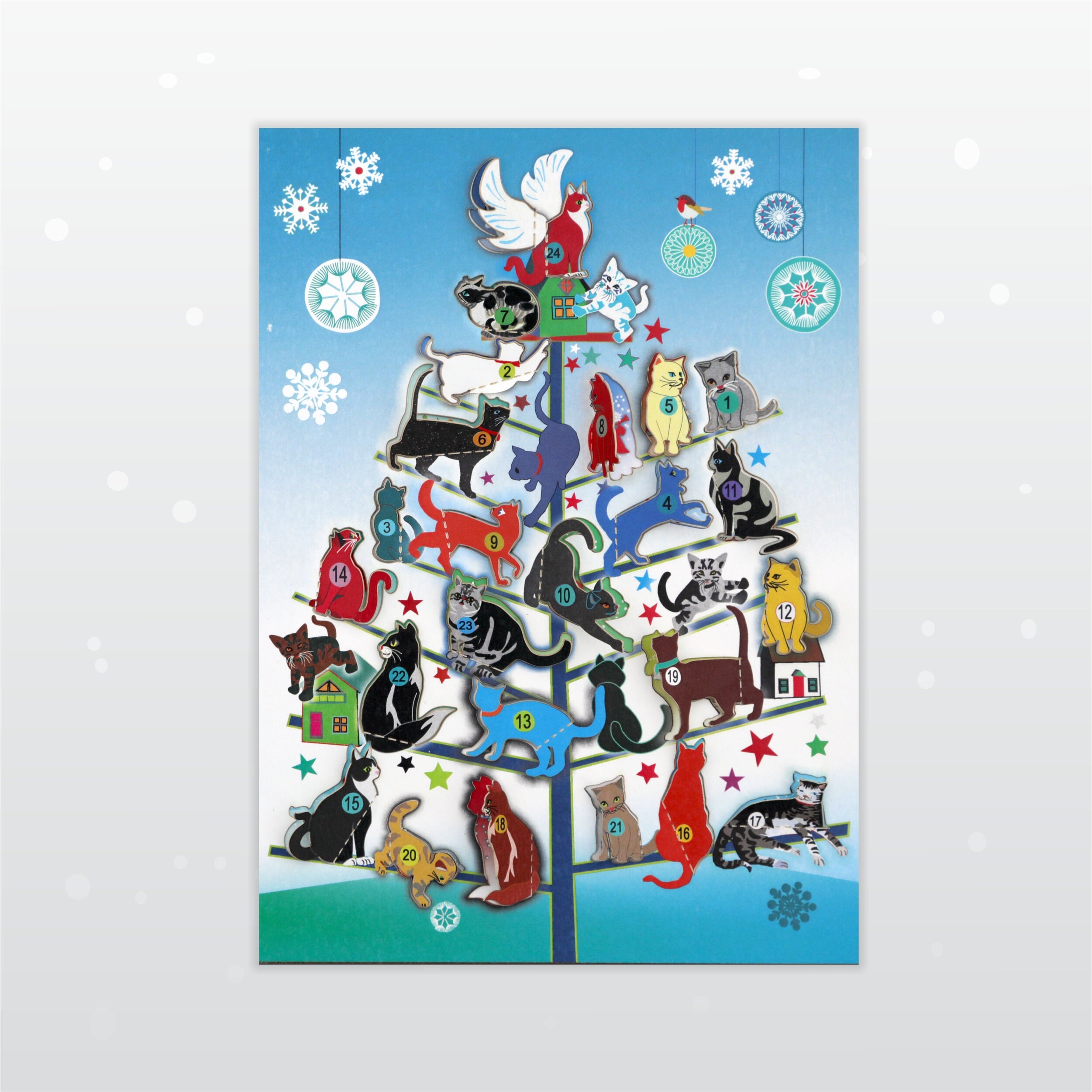 Advent Calendar Card Made in the UK Cats tree houses Etsy