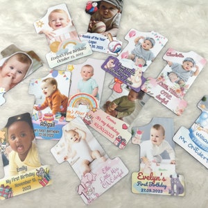 Personalized First Birthday Party Photo Fridge Magnet Favours With Online Designer, One Year Old Baby Custom Photo Magnet, Birthday Favors