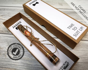 Es hora de vestirse - Los padrinos de la caja de cigarros personalizados piden regalo - ¿Serás mi padrino? Propuesta de acomodador del padrino - Caja personalizada del padrino pregunta