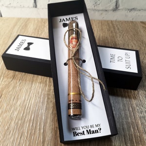 Time To Suit Up Custom Cigar Box Groomsmen Gift, Will You Be My Groomsman Best Man Usher Proposal Gift, Customized Box Best Man Ask image 3