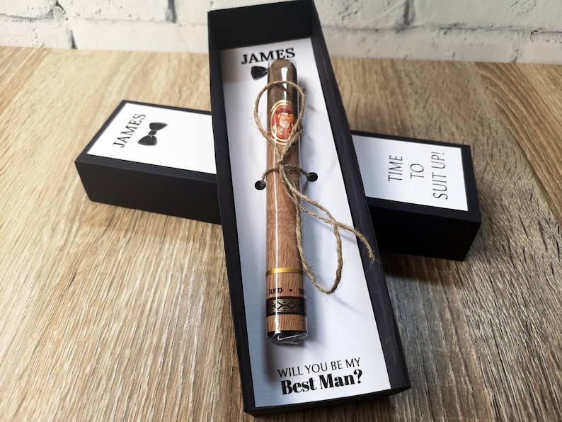 Time To Suit Up Custom Cigar Box Groomsmen Gift, Will You Be My Groomsman Best Man Usher Proposal Gift, Customized Box Best Man Ask image 3