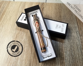 Regalo personalizado de los padrinos de la caja de cigarros, propuesta del padrino del padrino, es hora de vestirse, pregunta del padrino de la caja de cigarros, ¿serás mi acomodador?