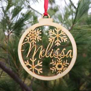 Custom Christmas Wooden Baubles - Personalized Tree Decorations With Name - Hanging Bauble Ornaments - Custom baubles - laser cut baubles