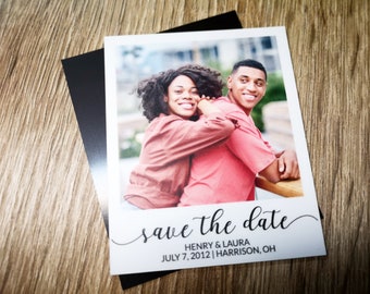 Save The Date Photo Magnet / Wedding Polaroid Magnet / Personalized Magnets for Save the Dates / Custom Fridge Magnets In Cellophane Bag