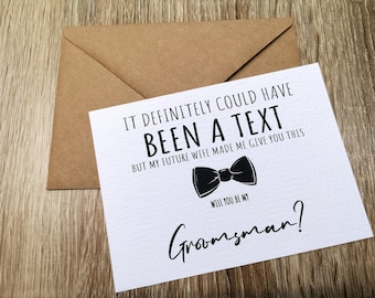 Best Man Groomsman Usher Proposal Note Card With Kraft Envelope, It definitely could have been a text but she made me do this