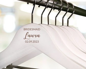 Bridesmaid Hangers, Engraved Hanger for Maid of Honor, Custom Wedding Bridal Hanger, Personalized Bridal Dress Hanger, Wedding Name Hangers