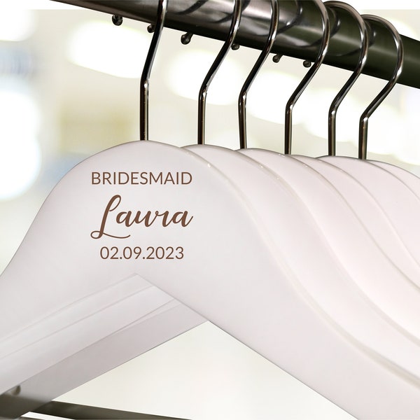 Bridesmaid Hangers, Engraved Hanger for Maid of Honor, Custom Wedding Bridal Hanger, Personalized Bridal Dress Hanger, Wedding Name Hangers