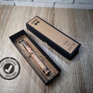 Time To Suit Up Custom Cigar Box Groomsmen Gift, Will You Be My Groomsman Best Man Usher Proposal Gift, Customized Box Best Man Ask image 2