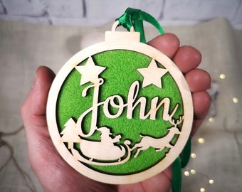 Wooden Personalized Christmas Ball Tree Decorations With Name Craft Hanging Bauble Ornaments, Custom baubles, laser cut baubles