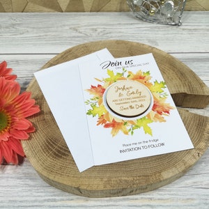 Details about   Personalised Wooden Wedding Invitation Save the Date Magnet Card & Env Floral 