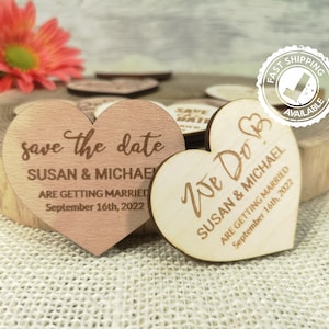 Wooden Wedding Save the date Magnet - Custom Wedding favor - Personalized Magnets - Wedding Invite - Wood Wedding invitation