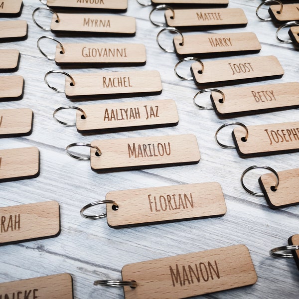 Personalised Keychain, Hotel Keychain, Wooden Keychain Key Ring, Custom Key Fob, Engraved Airbnb Hotel Workshop Keyring