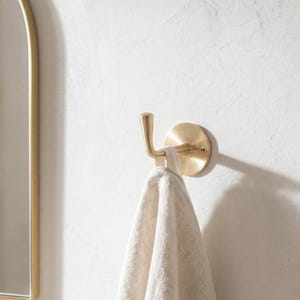 Crochet mural minimaliste en laiton massif, porte-serviette moderne Mid-Century poli