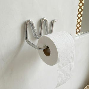 porte-papier hygiénique argenté | Porte-rouleau de salle de bain moderne en chrome | Porte-papier hygiénique en laiton fait main