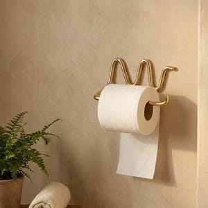 Porte-papier hygiénique en laiton - Accessoire de salle de bain mural minimaliste - Quincaillerie de salle de bain moderne