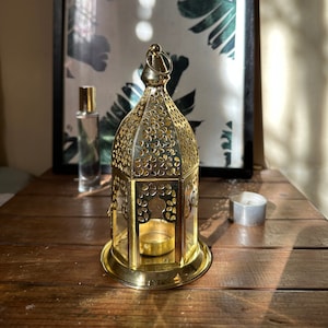 candle holder , handmade moroccan decor style , vintage candle holder silver and gold