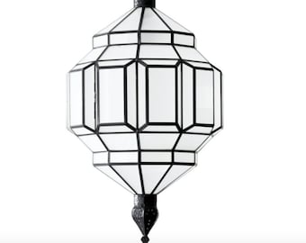 milky glass light ,vintage Moroccan lighting style Elegance suspension light , brass handmade moroccan pendant light