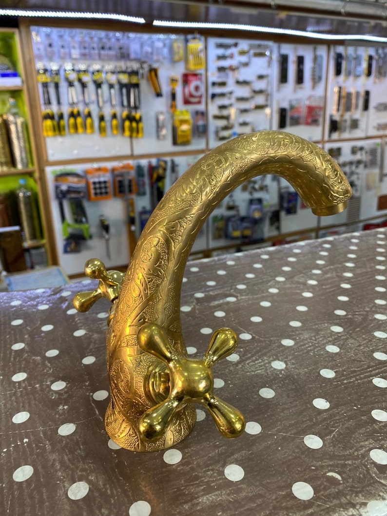 Beautifully Decorated Faucet Handmade .bathroom Brass Faucet - Etsy